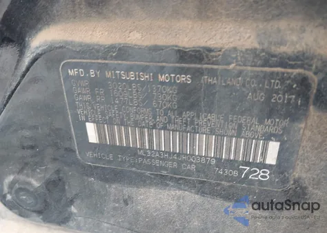 2018 Mitsubishi Mirage Es z USA, uszkodzony, nr VIN ML32A3HJ4JH003879